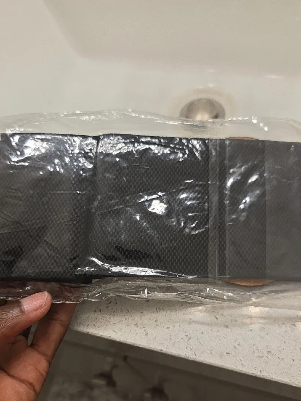Womens Black Textured Belt